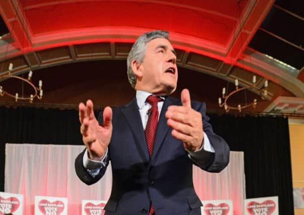 Gordon Brown makes his case for a No vote to a rally on Wednesday. Picture: Getty