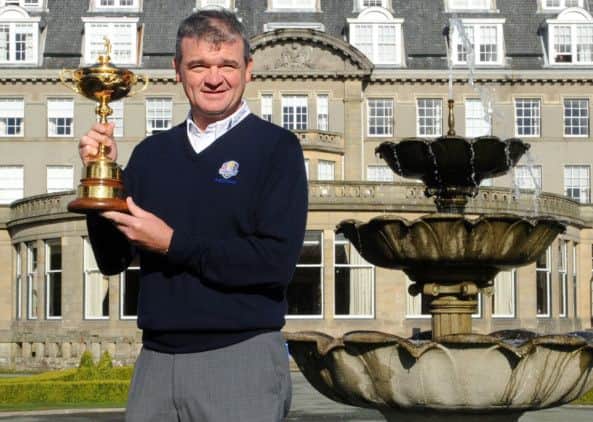 Paul Lawrie with the Ryder Cup. Picture: Jane Barlow