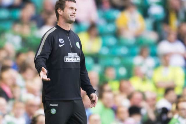 Ronny Deila pulls a face as Celtic struggle against Motherwell. Picture: SNS