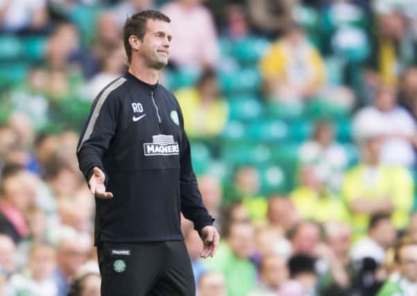 Ronny Deila pulls a face as Celtic struggle against Motherwell. Picture: SNS