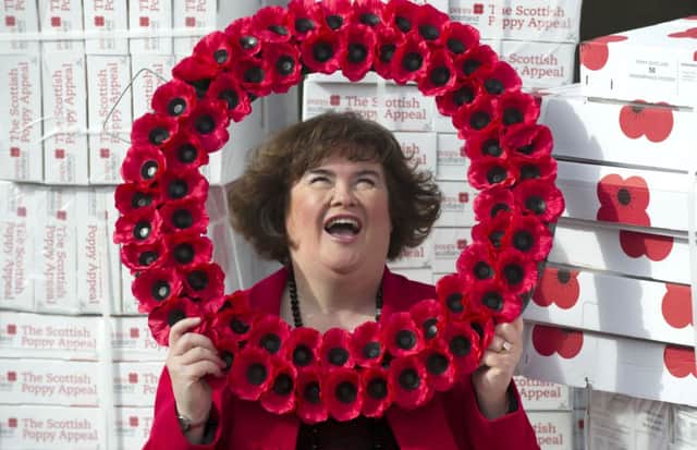 Singer Susan Boyle is lending her support to veterans charity Poppyscotland. Picture: Jane Barlow