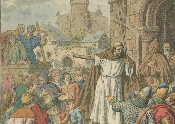 French priest Peter the Hermit incites people to join the crusades in the Holy Land, circa 1096. An engraving by F. Lix. Picture: Getty