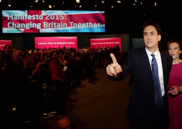 Labour leader Ed Miliband gets his point across after making his keynote speech to delegates during his party's annual conference in Manchester. Picture:PA