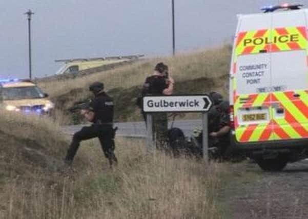 Armed police in Shetland. Picture: BBC