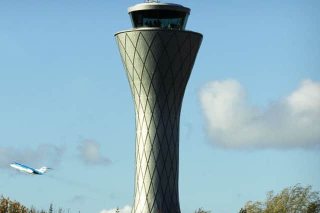 The iconic air traffic control tower at Edinburgh airport. Picture: TSPL