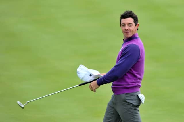 Rory McIlroy on the18th green during the second practice day at the 2014 Ryder Cup at Gleneagles. Picture: Jane Barlow