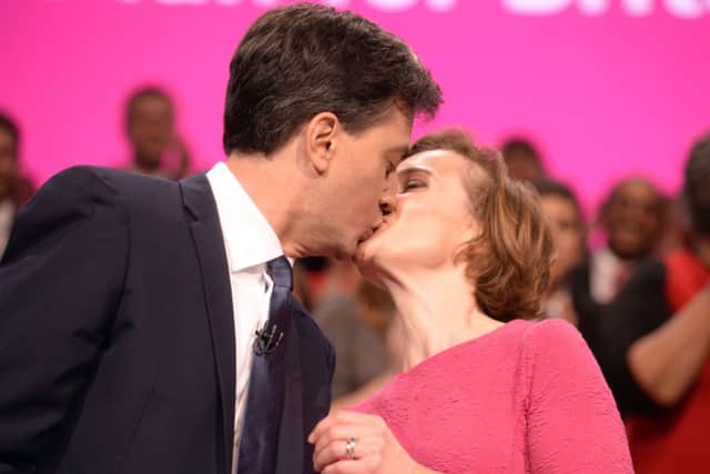 Ed Miliband kisses his wife Justine Thornton at Labour Party conference. Picture: PA