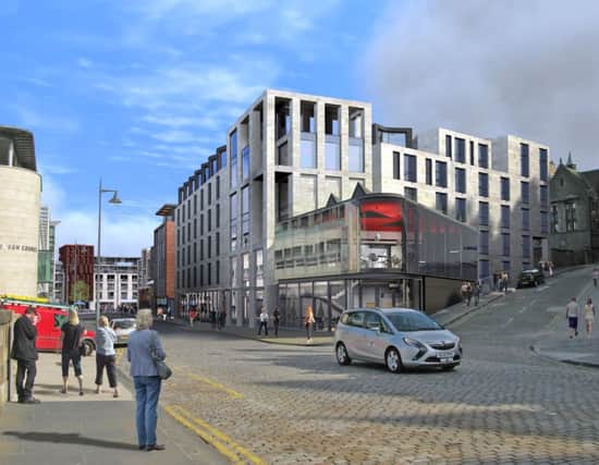 An artist's impression of the Caltongate development as seen from East Market Street