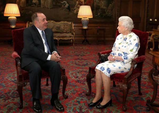 Queen Elizabeth II holding an audience with Scotland's First Minister Alex Salmond at the Palace of Holyroodhouse earlier this year. Picture: Getty