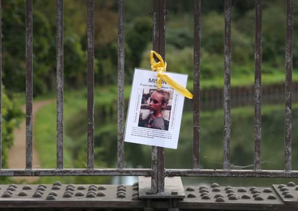 A poster of missing Alice Gross hangs on a bridge over The Grand Union Canal at the location of her last sighting. Picture: Getty