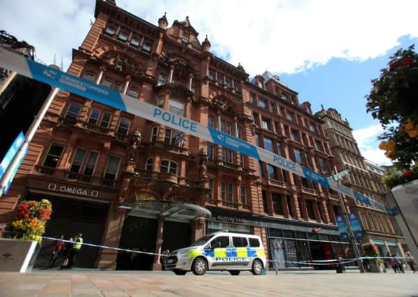 Police at the scene of a robbery at the Argyll Arcade. Picture: Hemedia