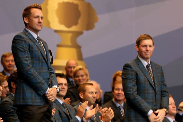 Ian Poulter (L) and Stephen Gallacher announced as playing partners. Picture: Getty