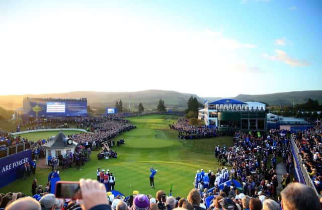 Europe's Justin Rose on the first tee during day one of the 40th Ryder Cup at Gleneagles Golf Course. Picture: PA