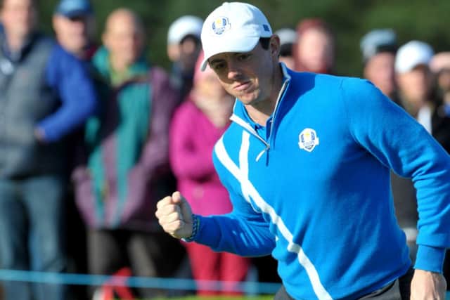 Europe's Rory McIlroy on the 8th hole during the foursomes match on the first day of 2014 Ryder Cup at Gleneagles. Picture: TSPL