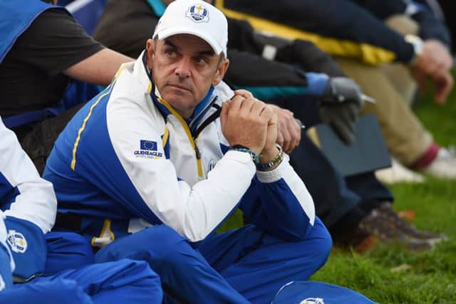 Europe captain Paul McGinley watches the foursomes at the 17th green. Picture: Ian Rutherford