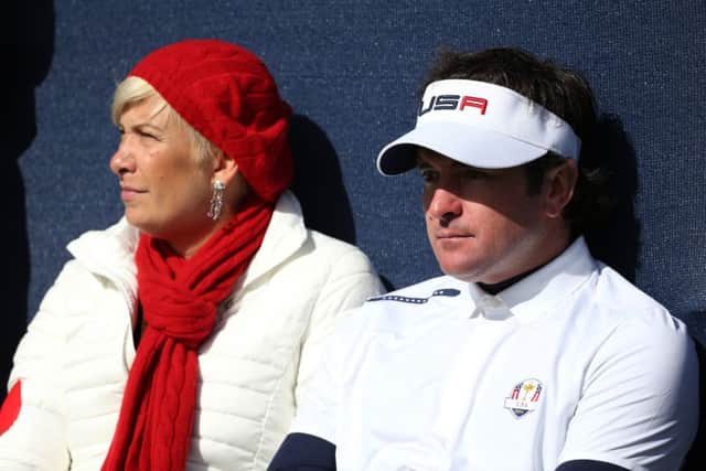 Bubba Watson of the US and his wife Angie. Picture: AP