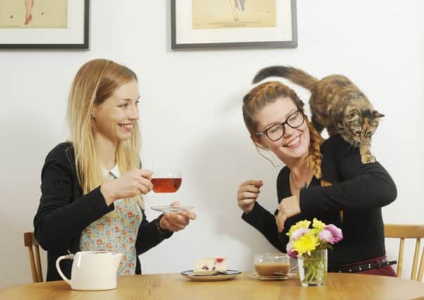 Marta (left) and Ania Tajsiak hope to open a cat café with help from crowdfunding. Photograph: Greg Macvean