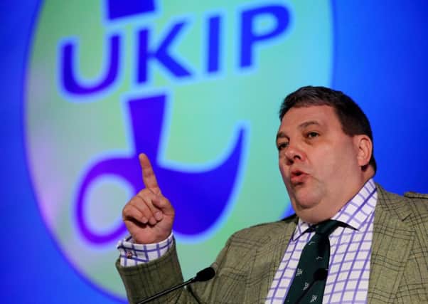 David Coburn delivers his speech on Scotland during Ukip's annual conference. Picture: PA