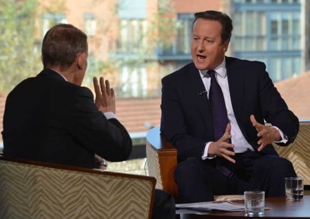 Andrew Marr (left) and Prime Minister David Cameron appearing on the BBC's Andrew Marr Show in Birmingham. Picture: PA