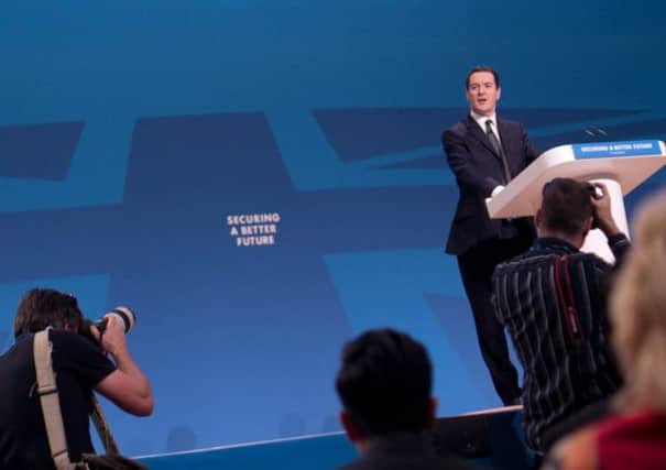George Osborne addresses the Conservative party conference yesterday, Picture: Getty