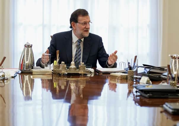 Spanish Prime Minister Rajoy pictured at an emergency cabinet meeting to discuss Catalonia's independence vote. Picture: Getty