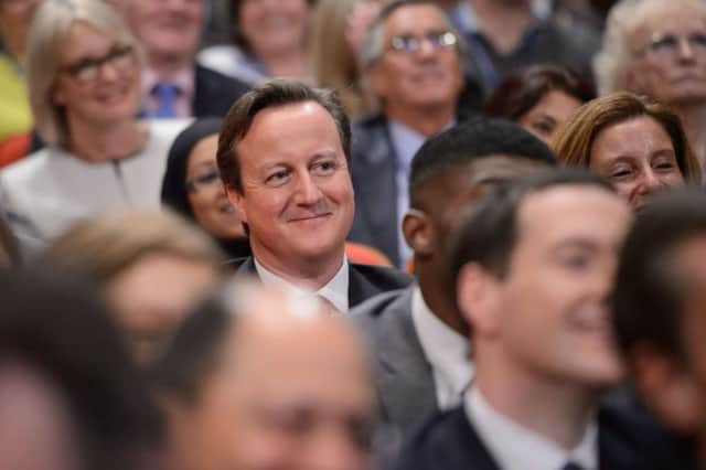 Prime Minister David Cameron as he listens to Boris Johnsons speech yesterday. Picture: Getty