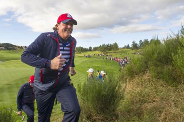 Mickelson seemed far from impressed with Watsons captaincy at Gleneagles. Picture: Jane Barlow
