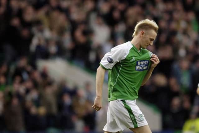 Derek Riordan celebrates a goal for Hibernian against Dunfermline in 2006. Picture: Phil Wilkinson