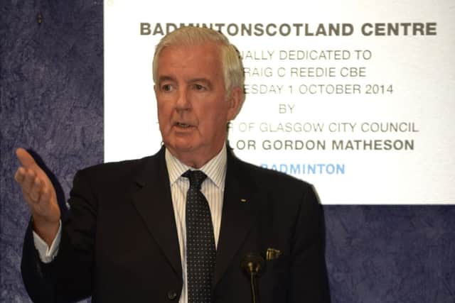 Sir Craig Reedie, CBE, addresses those gathered at the Cockburn Centre for the official renaming of the venue. Picture: Lorraine Hill