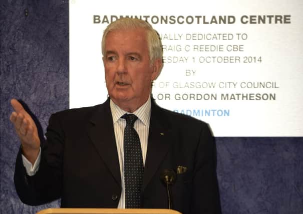 Sir Craig Reedie, CBE, addresses those gathered at the Cockburn Centre for the official renaming of the venue. Picture: Lorraine Hill