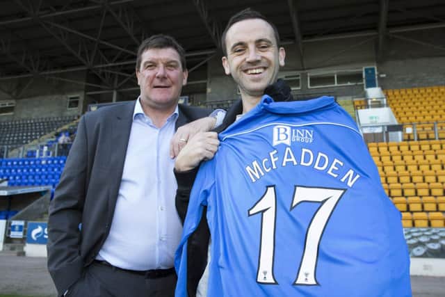 James McFadden, with manager Tommy Wright, signed a deal with St Johnstone for the rest of the season. Picture: Graeme Hart