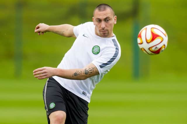 Scott Brown was keeping his eye firmly on the ball at training at Lennoxtown yesterday. Picture: SNS