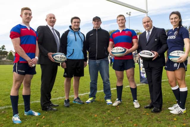 Bruce Sorbie, Ian Rankin, Zander Ferguson, Vern Cotter, Malcolm McCurroch,Mark Dodson and Emma Wassell in Aberdeen. Picture: SNS/SRU