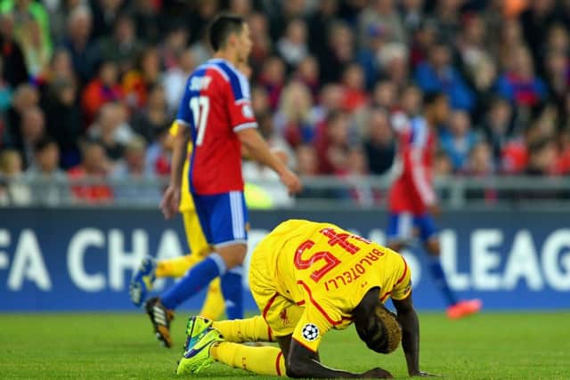 Mario Balotelli reacts during the UEFA Champions League Group B match between Basel and Liverpool. Picture: Getty