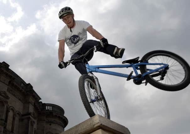 Danny MacAskill on his trials bike. Picture: TSPL