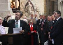 A plaque honouring late explorer John Rae is unveiled. Picture: Westminster Abbey