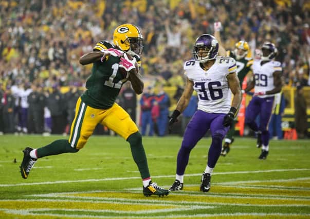 Davante Adams of the Green Bay Packers runs into the end zone to score in the second quarter. Picture: Getty