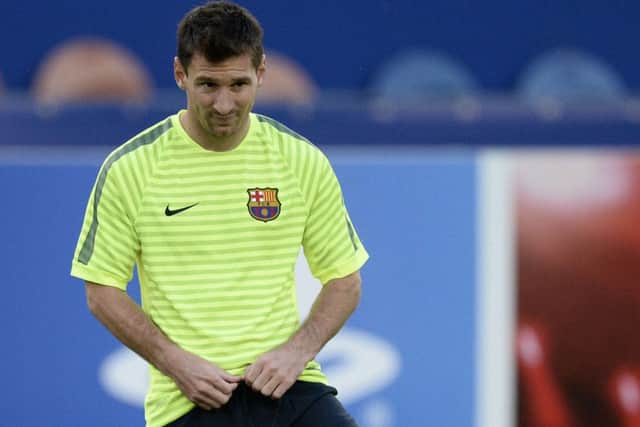 Lionel Messi trains at the Parc des Princes ahead of Barcelona's clash with PSG. Picture: Getty