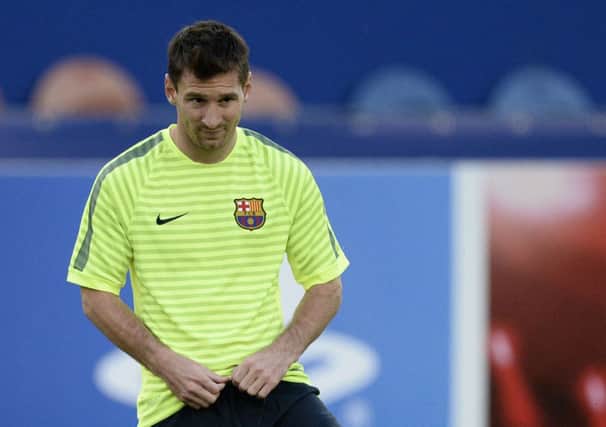 Lionel Messi trains at the Parc des Princes ahead of Barcelona's clash with PSG. Picture: Getty