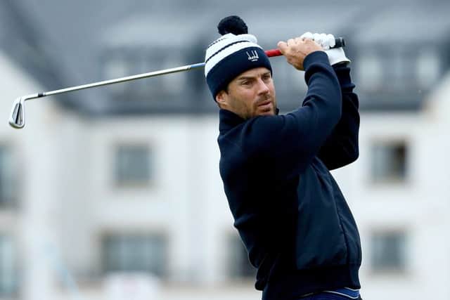 Jamie Redknapp plays off the second hole at 2014 Alfred Dunhill Links Championship at Carnoustie. Picture: Getty