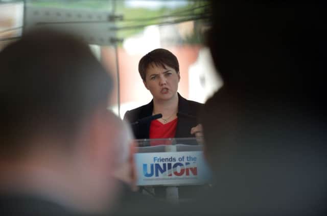 Ruth Davidson on the referendum campaign trail. Picture: TSPL