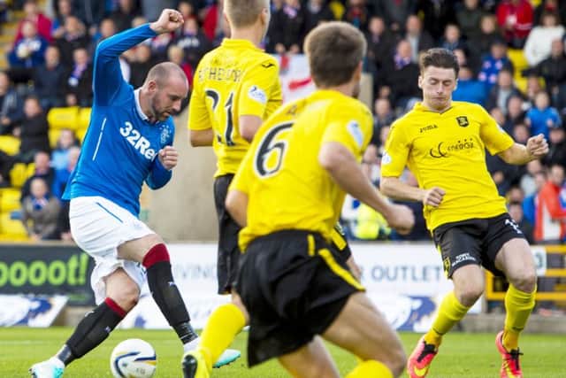Rangers striker Kris Boyd  misses from close range. Picture: SNS