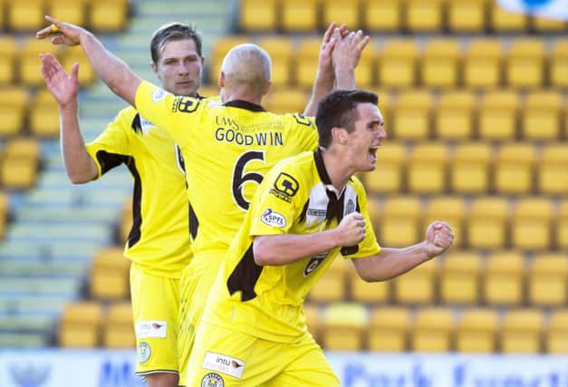 St Mirren's John McGinn celebrates at full-time. Picture: SNS
