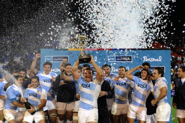 Jubilant Argentina players celebrate following victory over Australia in Mendoza. Picture: Getty