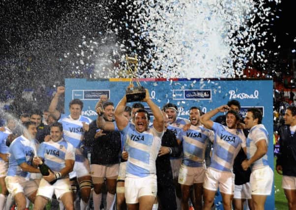Jubilant Argentina players celebrate following victory over Australia in Mendoza. Picture: Getty