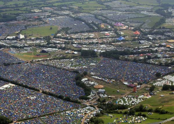 An aerial view of Glastonbury 2013 - tickets for the 2015 festival sold out in under half an hour. Picture: Hemedia