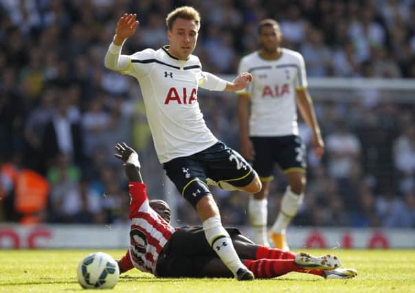 Tottenham Hotspur's Christian Eriksen vies with Southampton's Sadio Mane. Picture: Getty