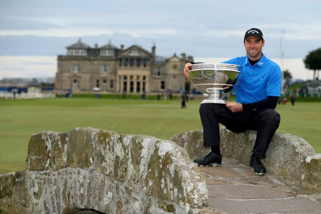 Oliver Wilson shows off the Dunhill Links trophy (Getty). Richie Ramsay, below