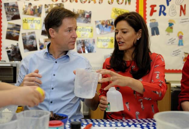 Lib Dem leader Nick Clegg and his wife Miriam visited Castlehill Primary School. Picture: SWNS