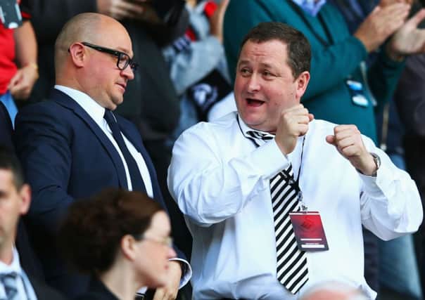 Newcastle United owner Mike Ashley, pictured at the recent match against Swansea , wants to oust Wallace and Nash. Picture: Getty